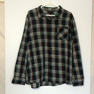Oakley Mens Button Up Shirt XL Plaid Black Long Sleeve